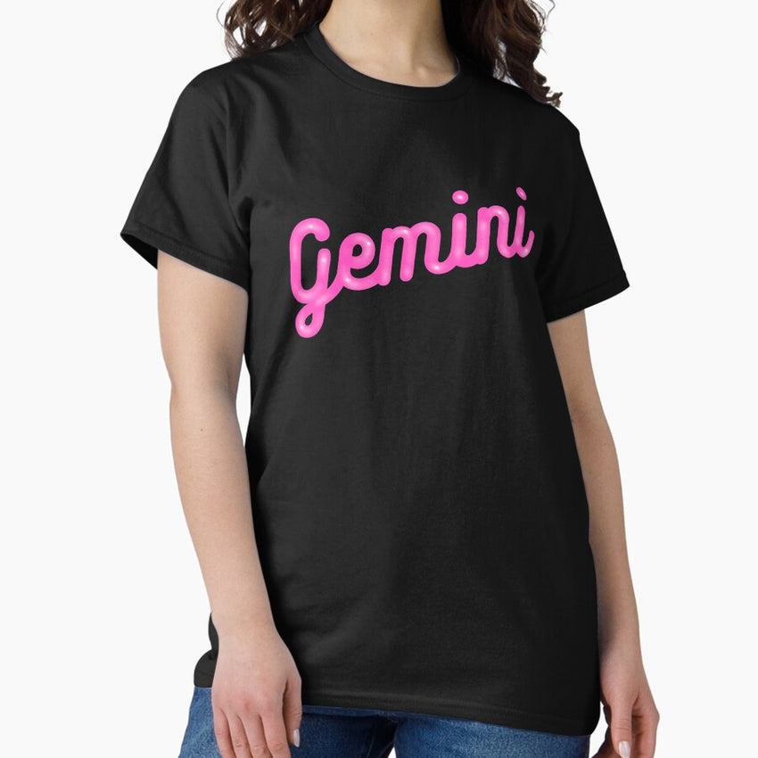 Gemini Astrological sign in pink shiny letters Classic T-Shirt