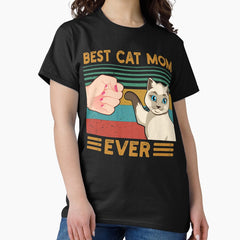 Vintage Best Cat Mom Ever Fist Bump Cat Mommy Classic T-Shirt