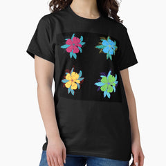 Neon retro flower pattern Classic T-Shirt