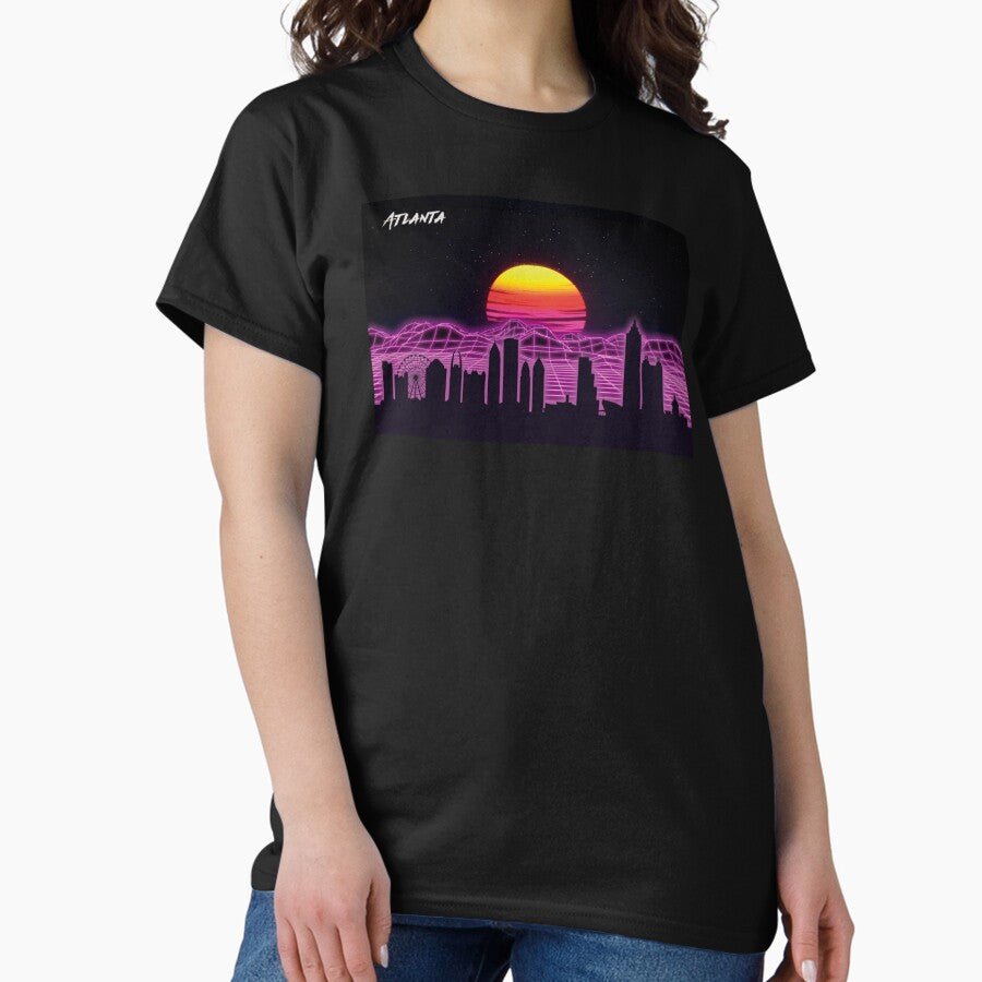 Atlanta Skyline Neon Nights Classic T Shirt