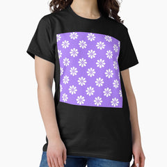 Purple And White Retro Fashionable Flower Pattern Classic T-Shirt
