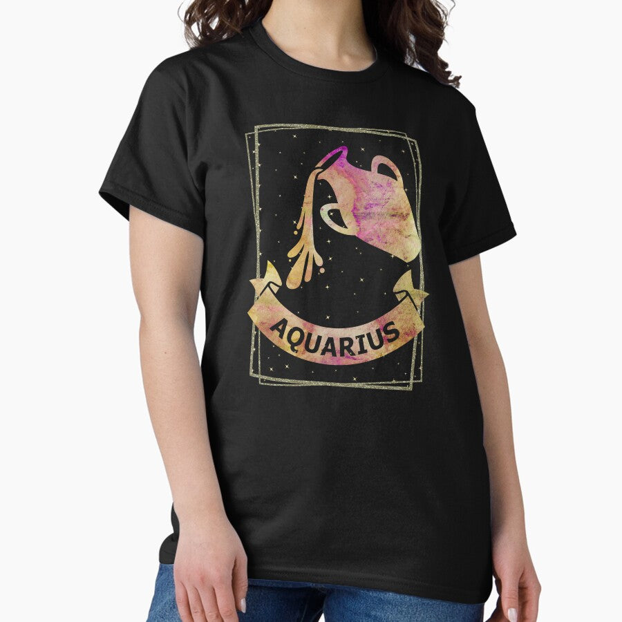Watercolor Aquarius Zodiac Sign Classic T-Shirt
