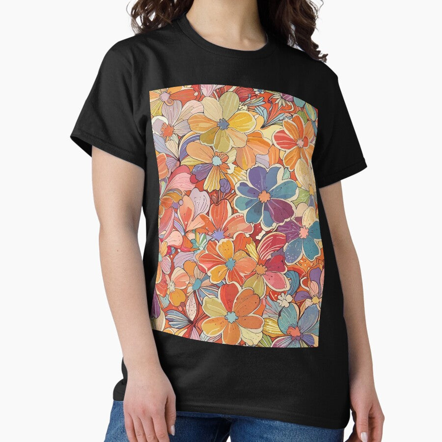70s Retro Flower Design Classic T-Shirt