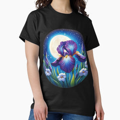 Violet flower With the Moon retro floral flowers Classic T-Shirt
