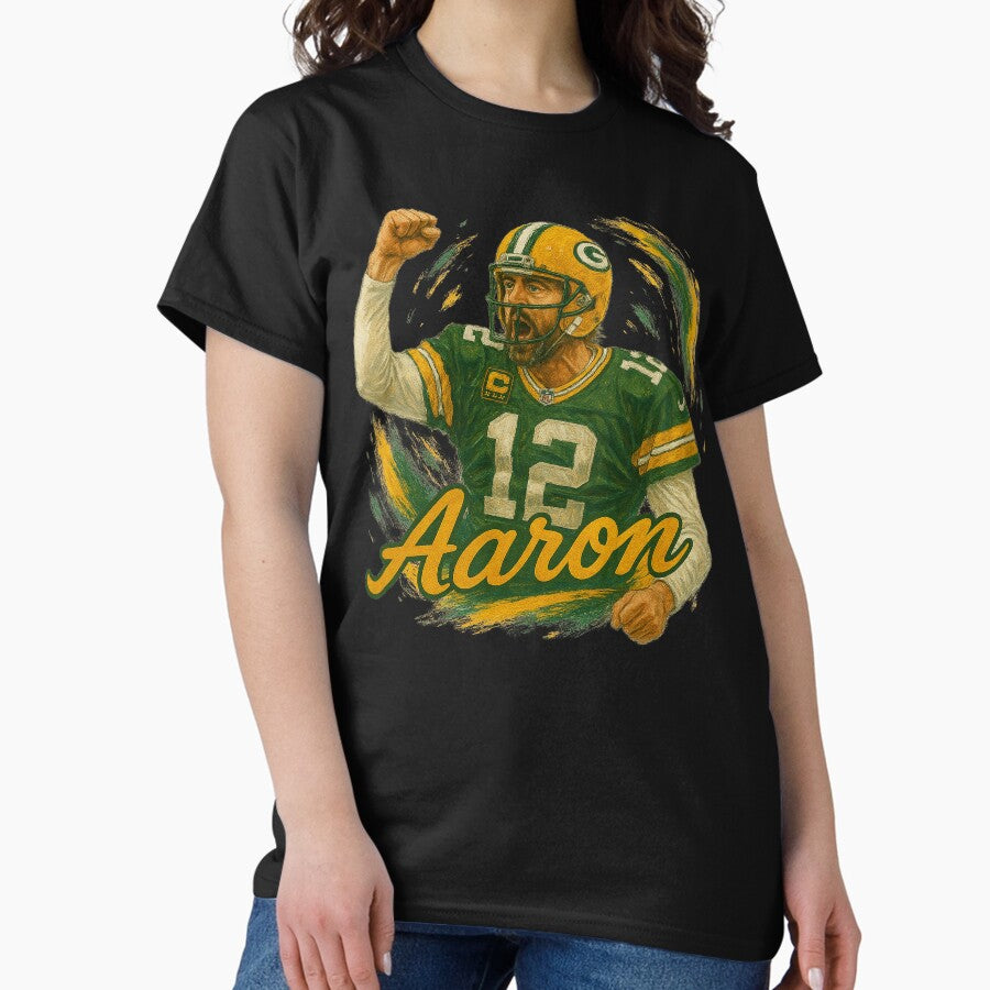 Aaron Rodgers #12 Green Bay Quarterback Tribute Art Classic T-Shirt