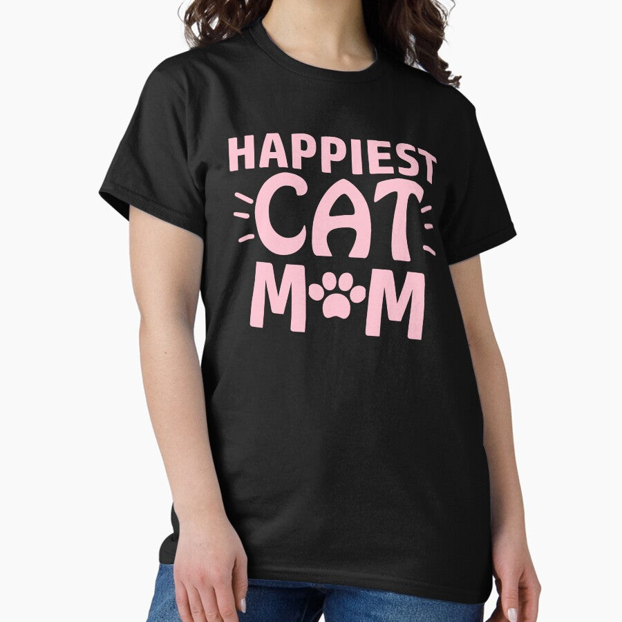 Happiest cat mom cute funny cat Classic T-Shirt