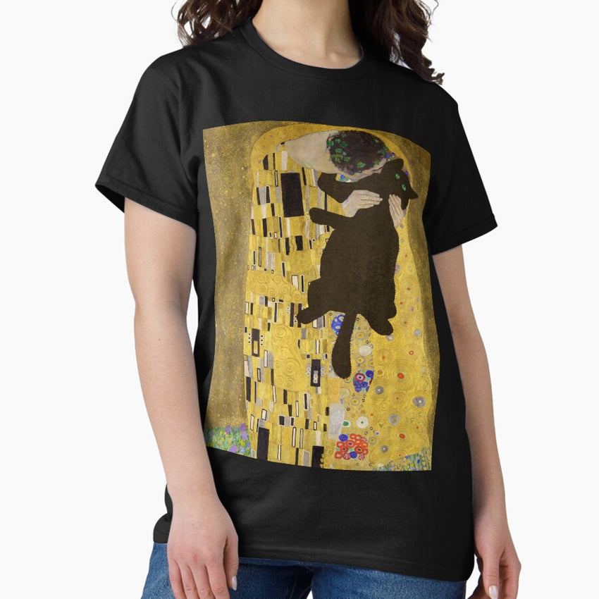 Gustav Klimt Cat , Klimt the Kiss Cat, Funny Cat mom gift, Black Cat Art Classic T-Shirt