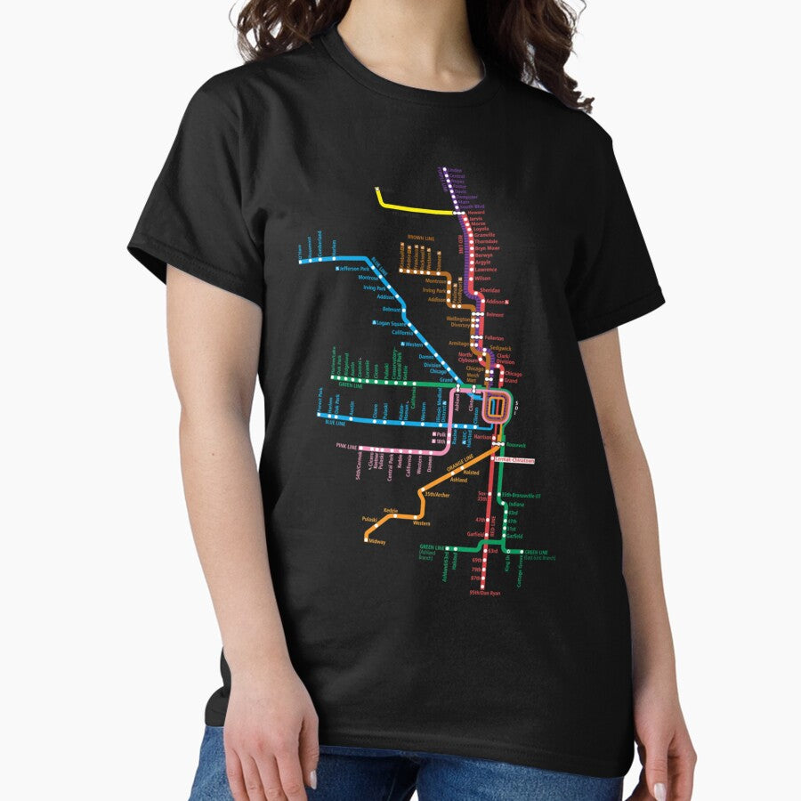 Chicago Trains Map Classic T-Shirt