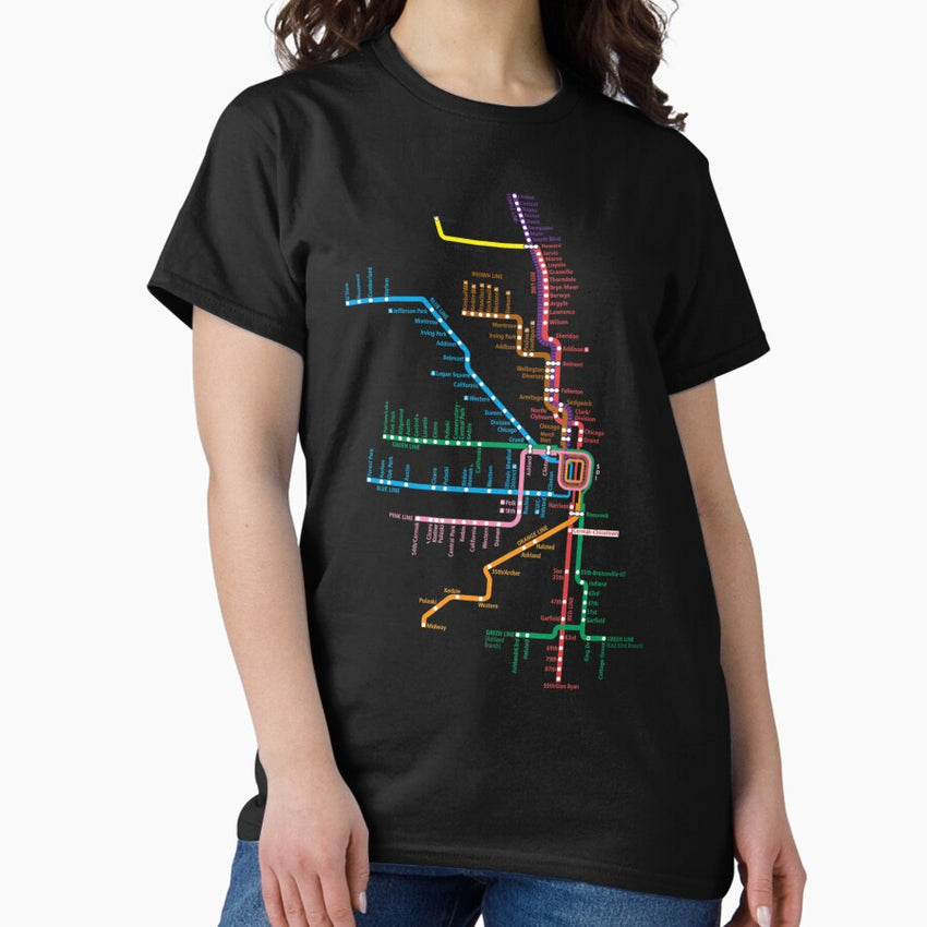 Chicago Trains Map Classic T-Shirt
