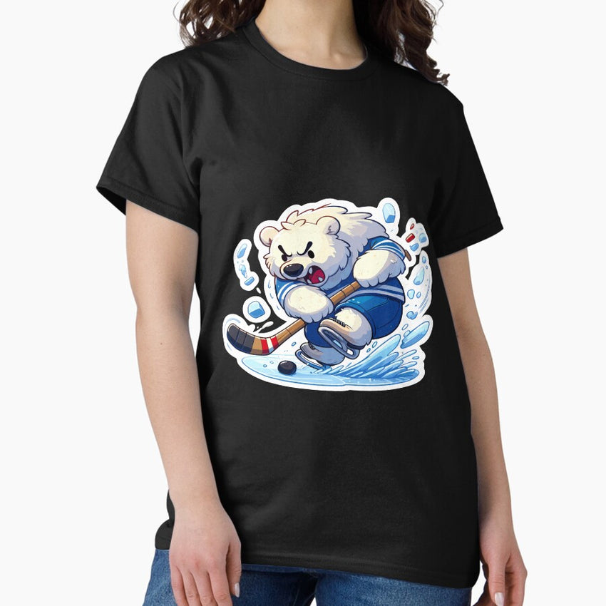 Angry Polar Bear Ice Hockey Sport Snow Lover Classic T-Shirt