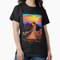A Pop Art Travel Print Of The Great Wall Of China Classic T Shirt