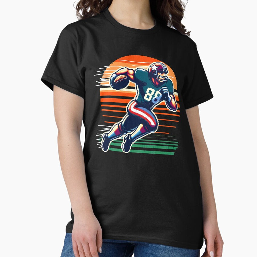 8 Bit Blitz Pixelated Football Hero Classic T Shirt