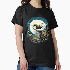 Vintage Flowers white calla flower with caterpillar,Vintage flower,Vintage caterpillar,caterpillar, calla Classic T-Shirt