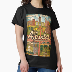 Atlanta Whimsical City Life Abstract Vintage Zentangle Art Classic T-Shirt