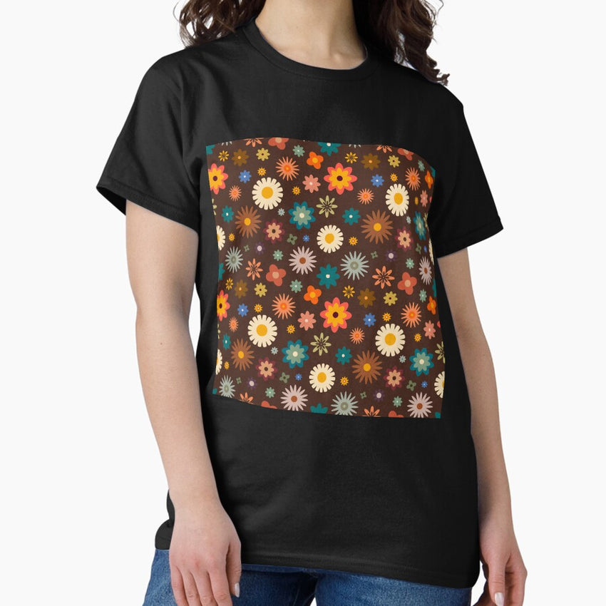 Vintage Hippie Flower Pattern Classic T-Shirt