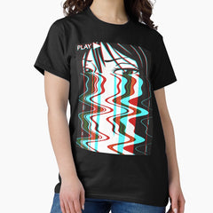 Aesthetic Vaporwave Sad Anime Egirl With Glitch Effect Graphic Classic T Shirt