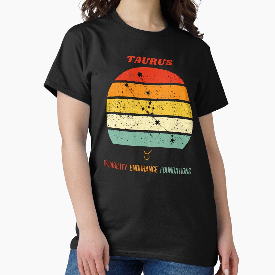 Taurus Zodiac Retro Sunset – Horoscope Signs Classic T-Shirt
