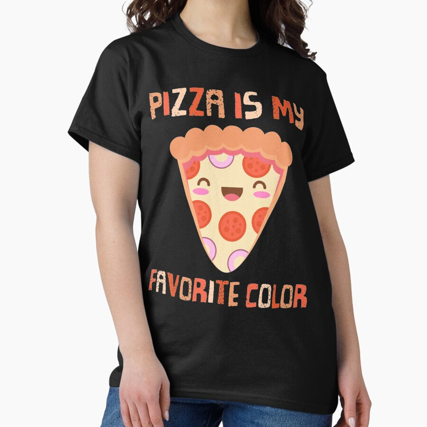 My Favorite Color Is Pizza Funny Pepperoni Slice Dough Crust Classic T-Shirt