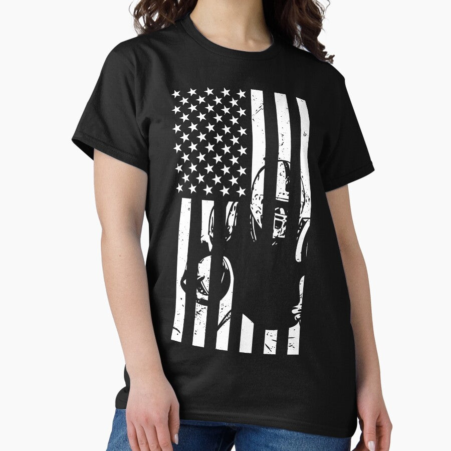 American Football Player On American Flag Classic T Shirt