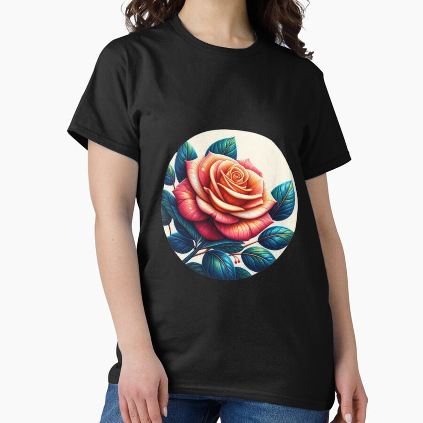 Rose with leaves Botanical Beauty Floral Arrangements Classic T-Shirt
