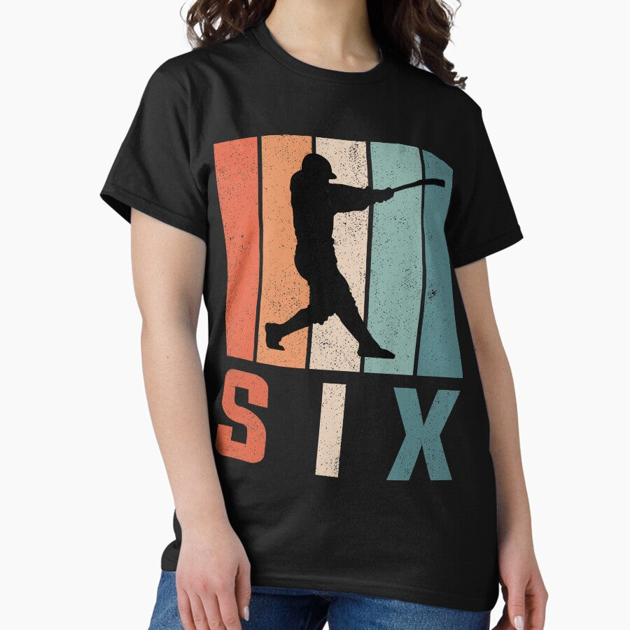 6th Birthday Retro Gift Baseball 6 Years Old Classic T-Shirt