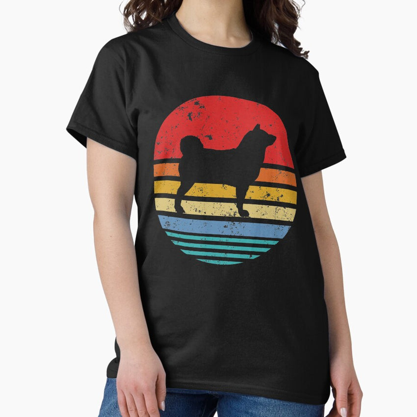 Akita Inu Retro Sunset Dog Classic T Shirt