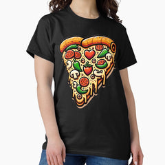 Pizza Love Heart Slice for Pizza Lovers T-Shirt Cheesy Love at First Bite - Heart Pizza Tee Classic T-Shirt