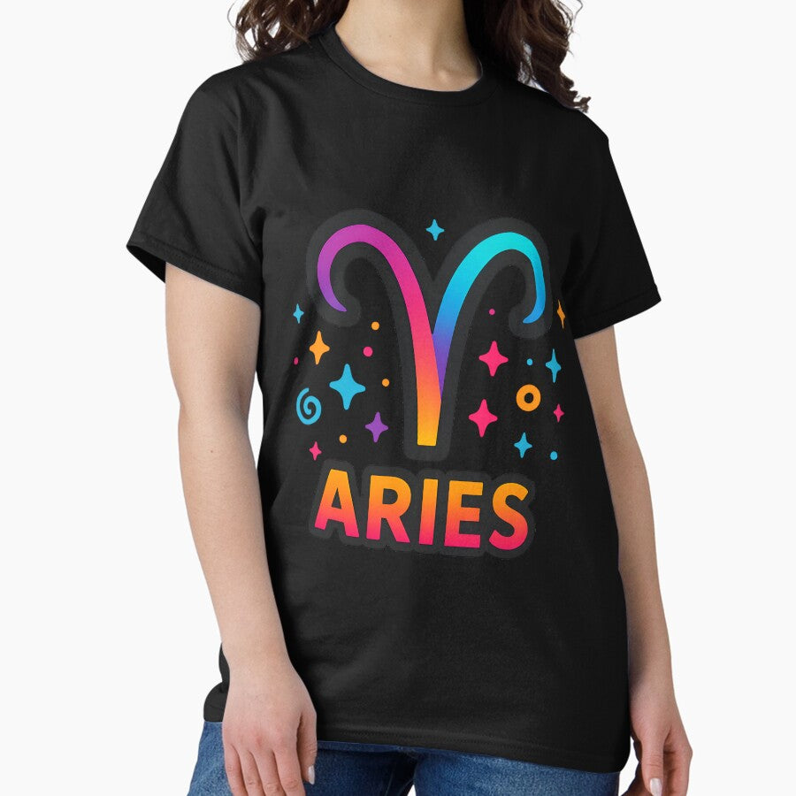 Aries Zodiac Sign – Bold & Fiery Psychedelic Horoscope Design Classic T-Shirt