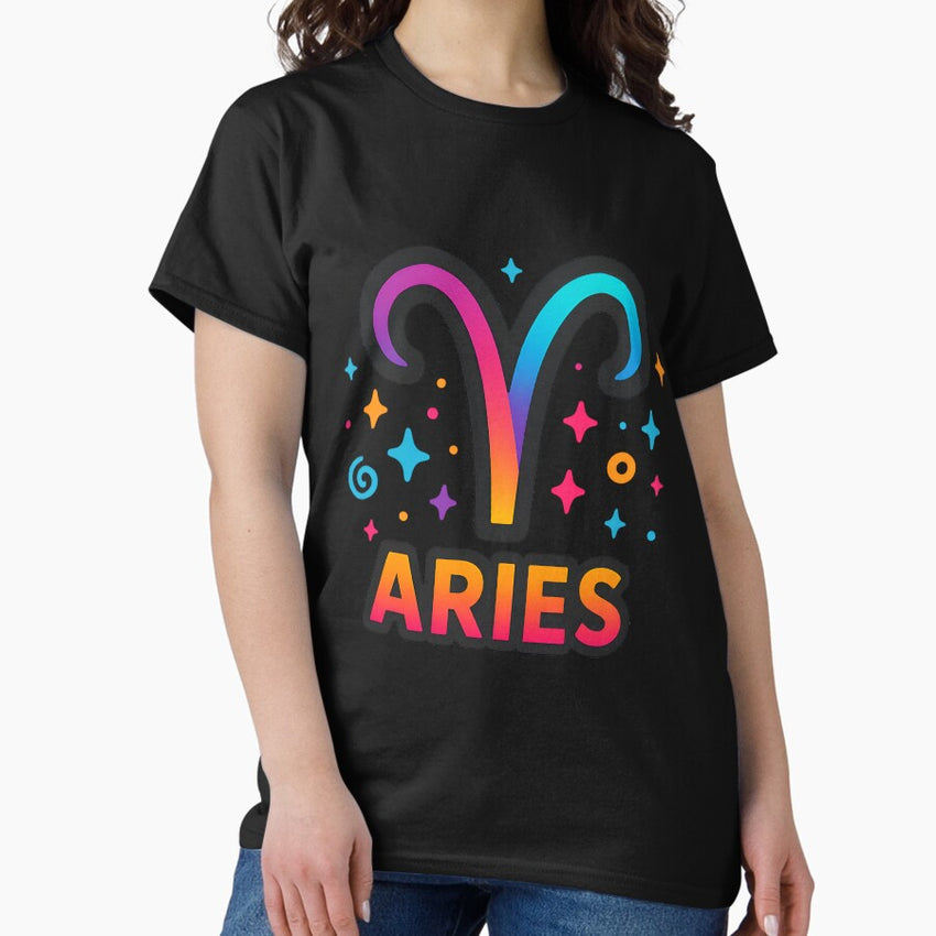 Aries Zodiac Sign – Bold & Fiery Psychedelic Horoscope Design Classic T-Shirt