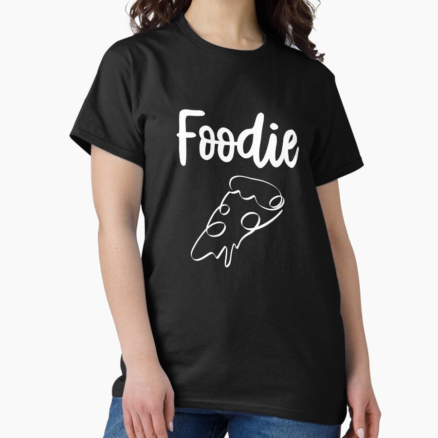 FOODIE PIZZA PIECE LINE ART | Gourmet is hungry Gourmet chef | To eat is to live Classic T-Shirt