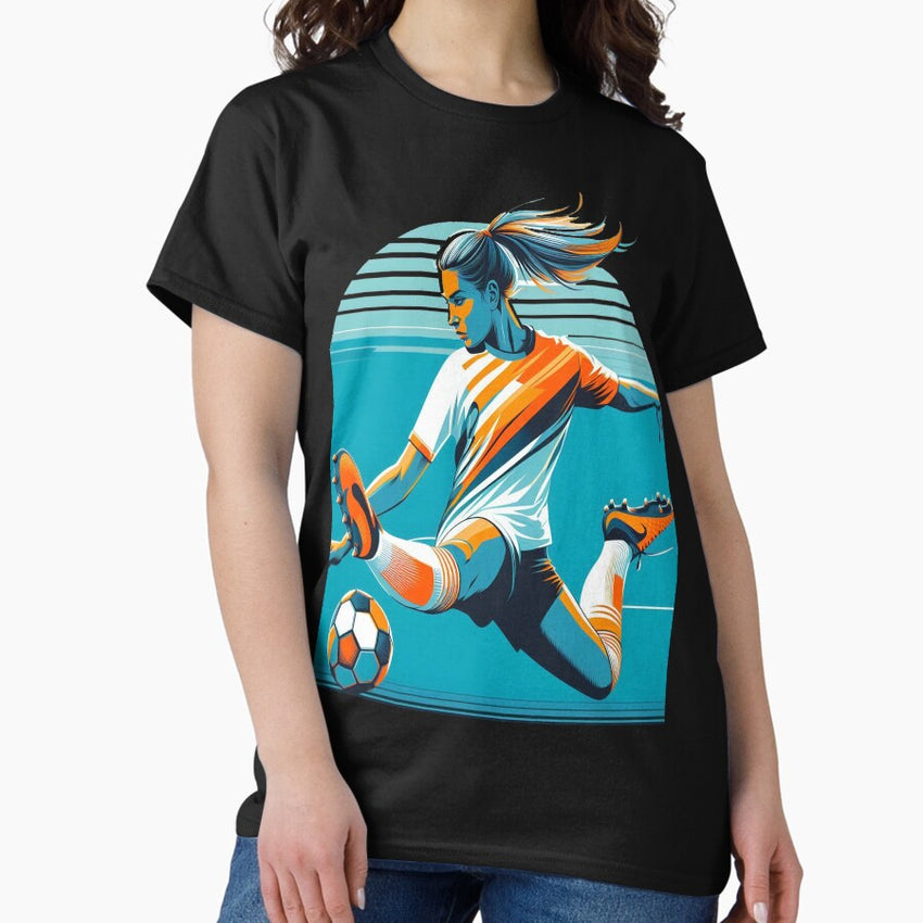 a soccer player kicking a soccer ball Classic T-Shirt