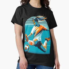 a soccer player kicking a soccer ball Classic T-Shirt