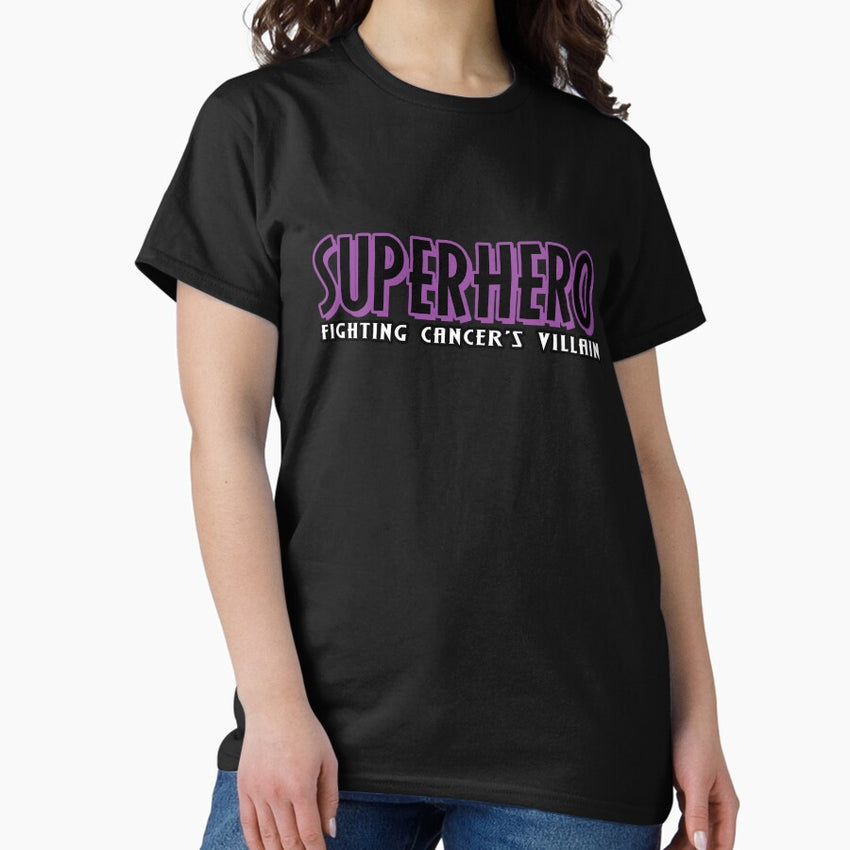 all cancer awareness lavender ribbon superhero Classic T-Shirt
