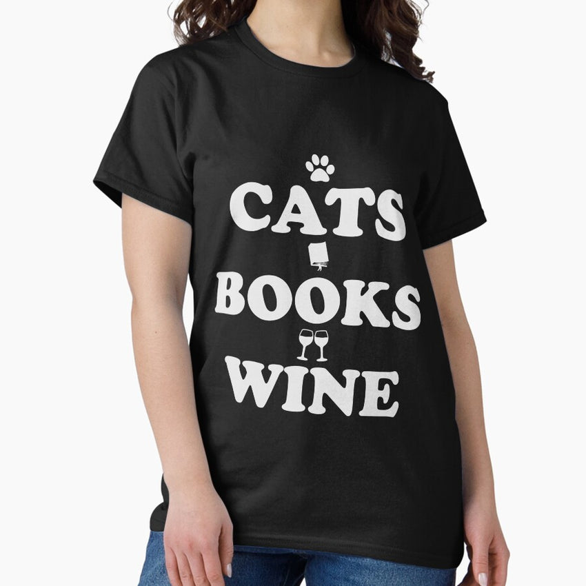Cats books and wine Classic T-Shirt