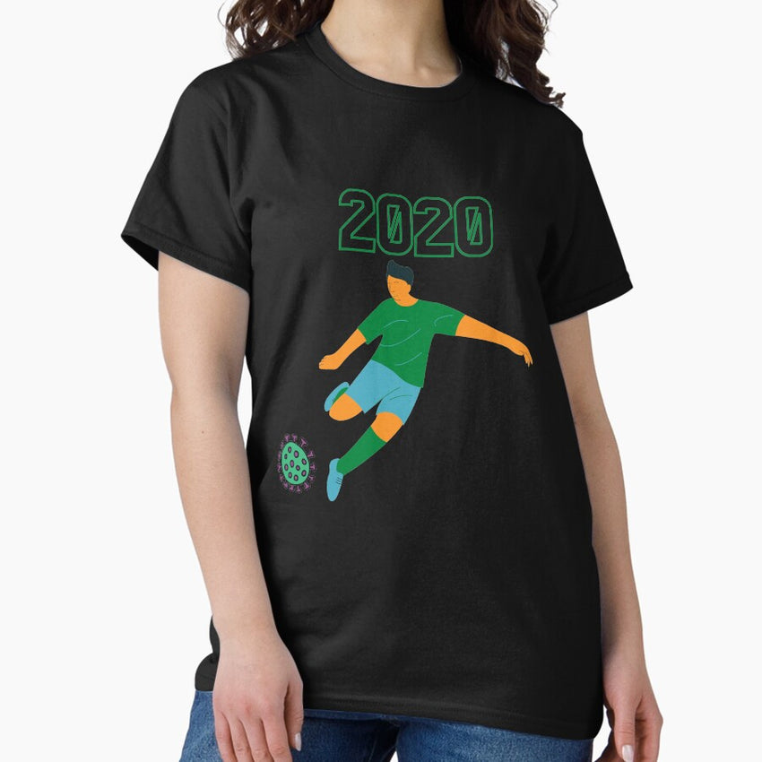 A soccer player kicks Corona-virus away Classic T-Shirt