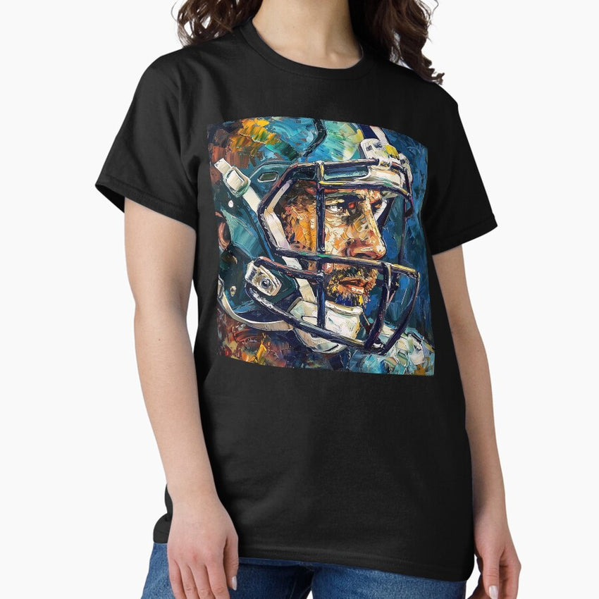 American Football Player Painting In The Style Of Vincent Van Gogh Classic T Shirt