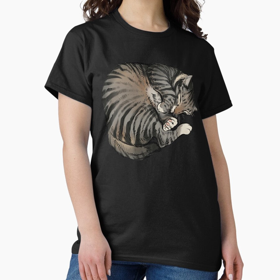 Tabby cat sleeping Classic T-Shirt