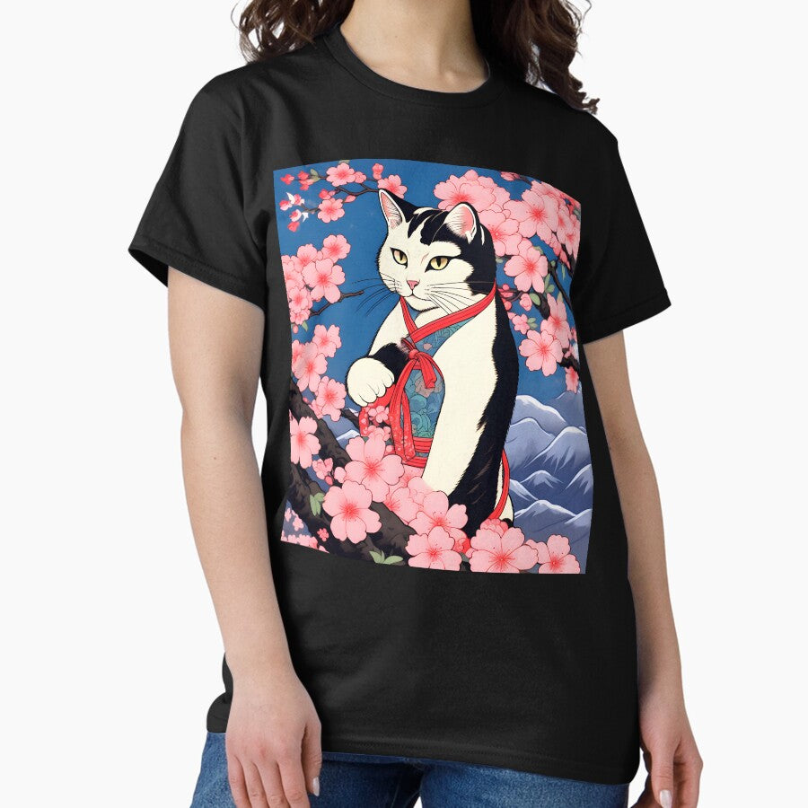 Black Cat Kimono Classic T Shirt