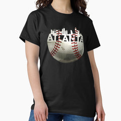 Amazing Atlanta Baseball Ball With Atlanta Skyline Classic T Shirt