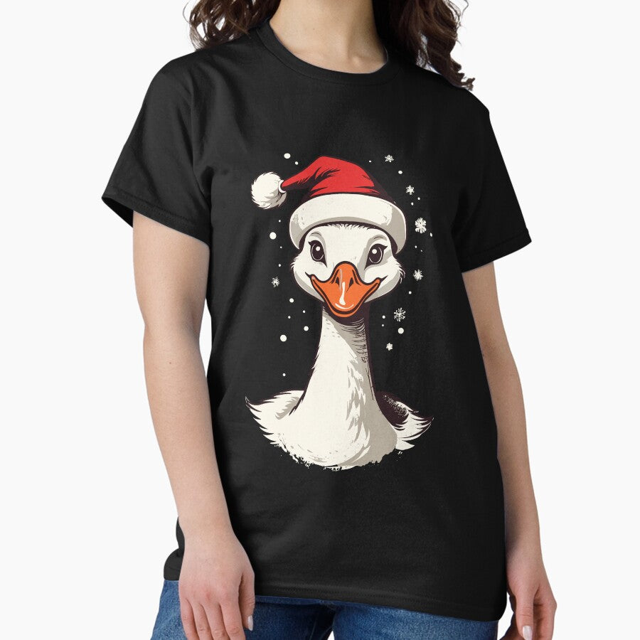 Festive Duck Sweet Christmas Motif With Hat Classic T Shirt