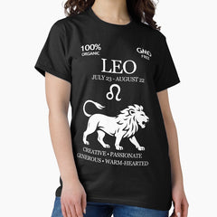 Leo Zodiac Sign Shirt – Majestic Horoscope Design for July & August Birthdays (White) Classic T-Shirt