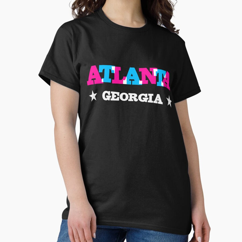 Atlanta Ga Overprint Typography Cyan And Magenta Classic T Shirt