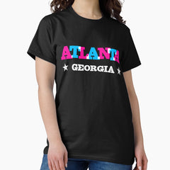 Atlanta Ga Overprint Typography Cyan And Magenta Classic T Shirt