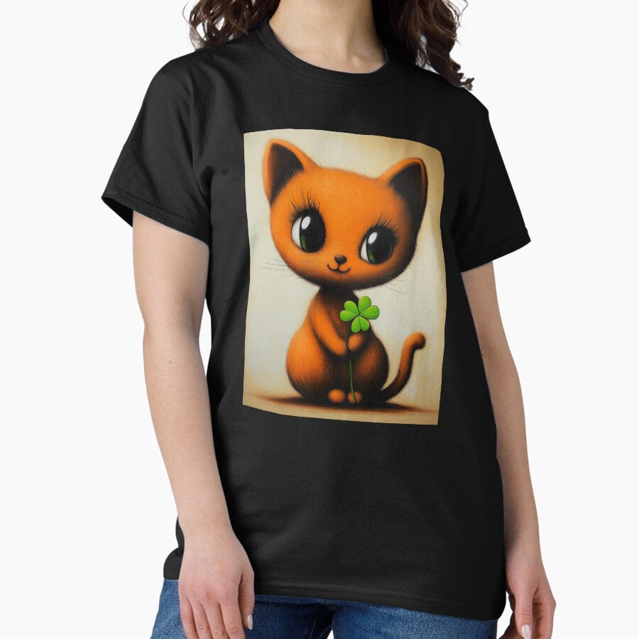 Cute Cat With Clover St Patricks Day Classic T-Shirt