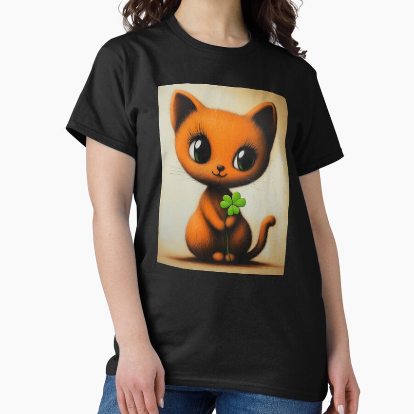 Cute Cat With Clover St Patricks Day Classic T-Shirt
