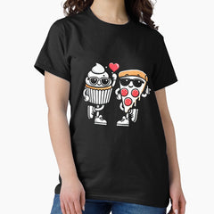 Cupcake and Pizza - The Perfect Love Couple with a Fun Theme Classic T-Shirt