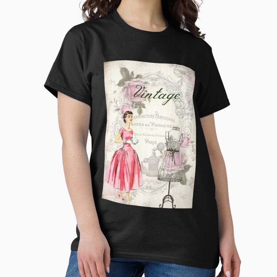 Shabby chic vintage illustration Classic T-Shirt