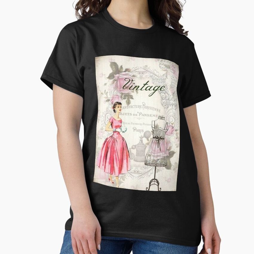 Shabby chic vintage illustration Classic T-Shirt