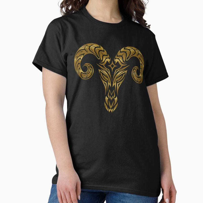 Aries Zodiac - Tribal Gold Classic T-Shirt