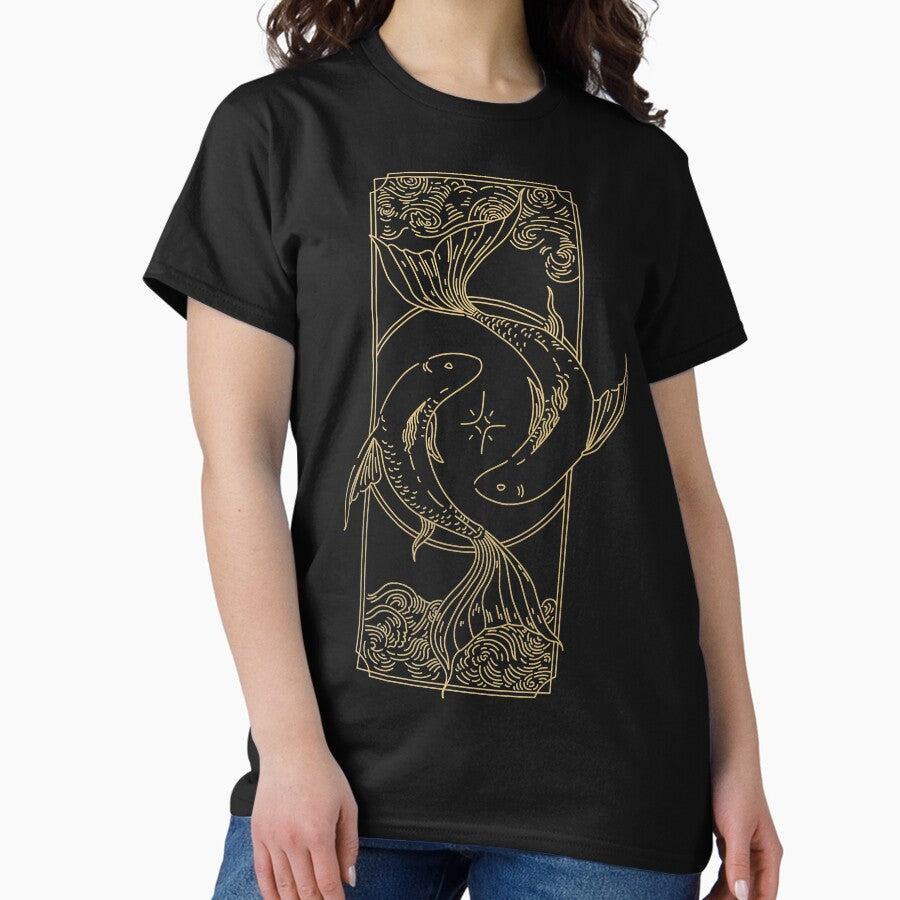 Pisces Ancient Astrology Sign Tarot Golden Zodiac Classic T-Shirt